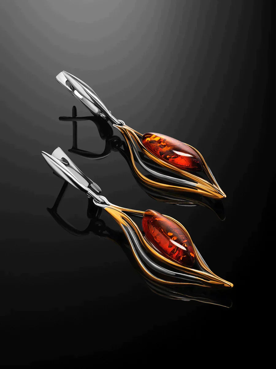 Boucles d'oreilles bohèmes en argent avec pierre de feu