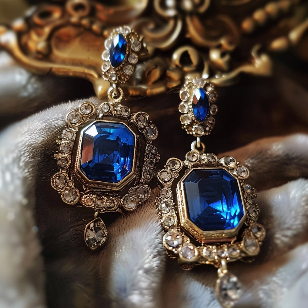 Boucles d'oreilles bleu cristal