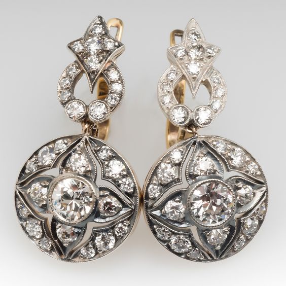 Boucles d'oreilles vintage mandala fleur en cristal