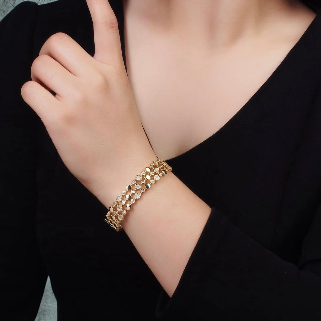 Bracelet manchette hexagonal Gavriella - Lydieannejewelry