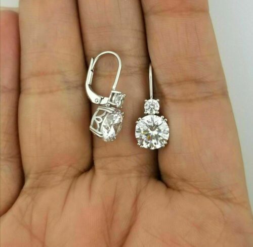 Boucles d'oreilles vintage rondes en moissanite blanche