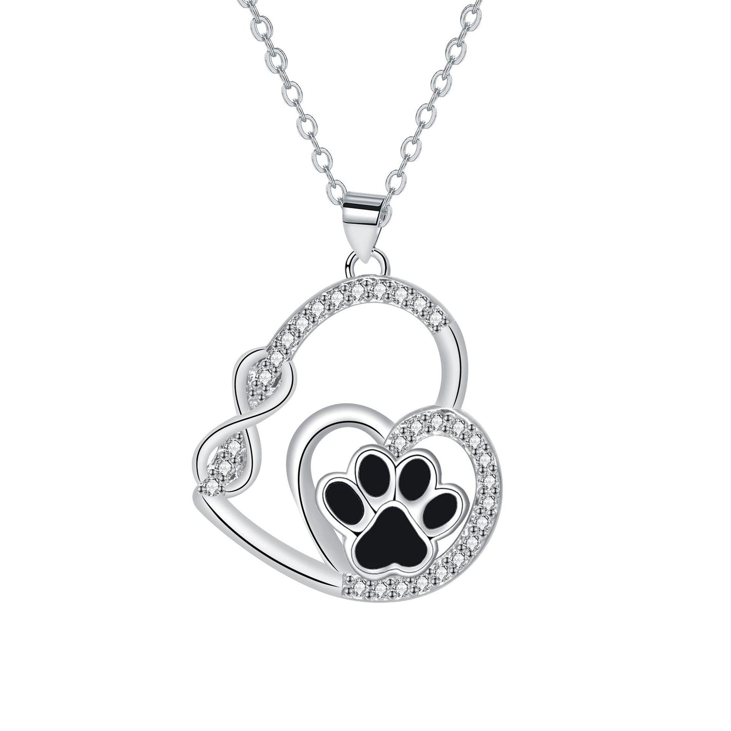 Collier pendentif double empreinte de patte « Infinite Love »