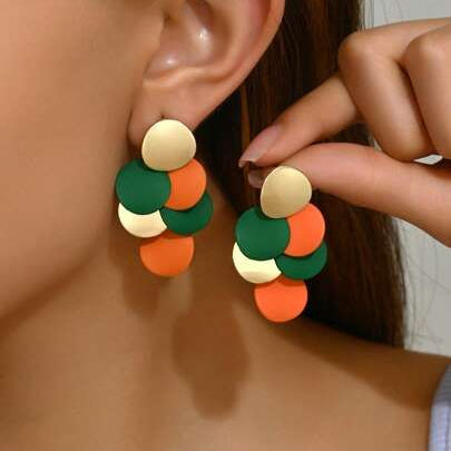 Boucles d'oreilles vintage vertes et orange