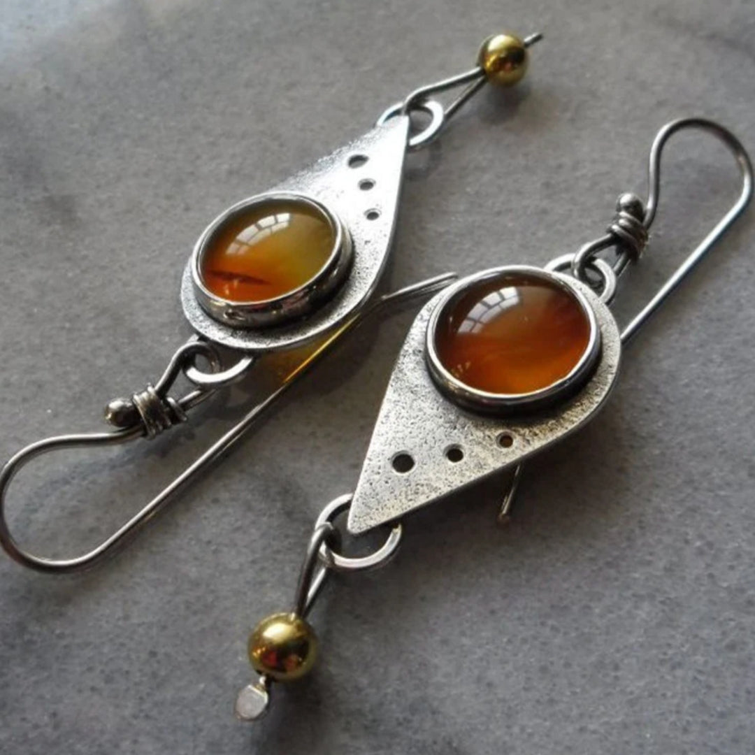 Boucles d'oreilles bohèmes avec pierre du désert en argent