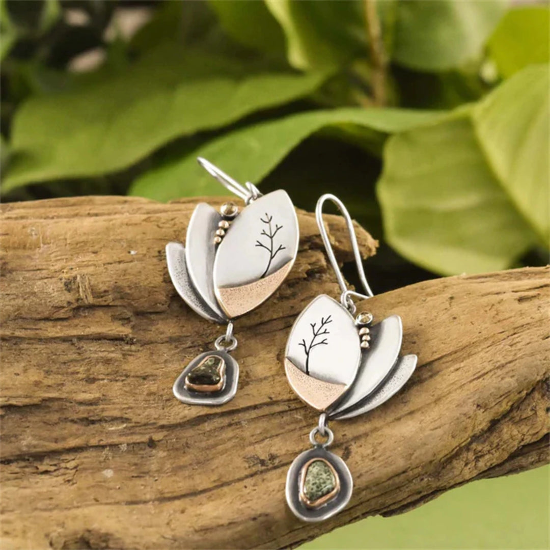 Boucles d'oreilles vintage nature en argent