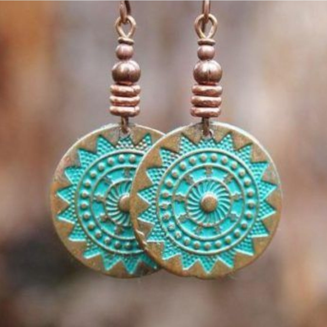 Boucles d'oreilles vintage mandala rondes bleues
