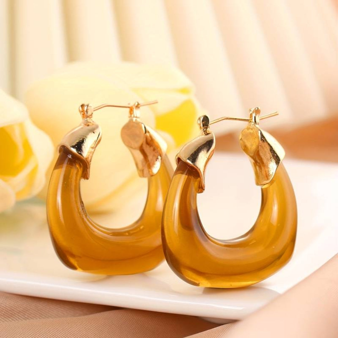 Vintage Orange Hoop Earrings-Lydieannejewelry