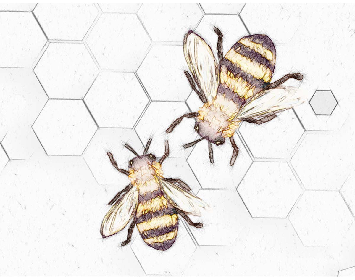 Bague ajustable en plaqué or 18 carats avec motif nid d'abeille