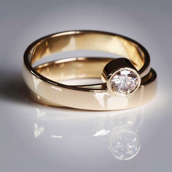 Ensemble de bagues vintage en or fin et zircone - Lydieannejewelry