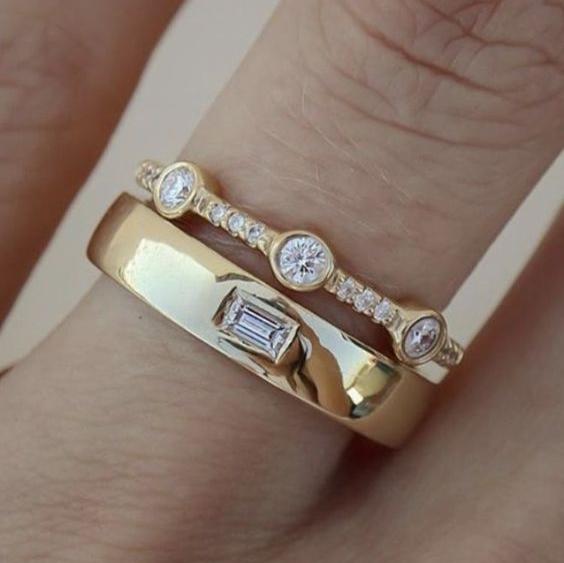 Ensemble de bagues vintage en or style gitan