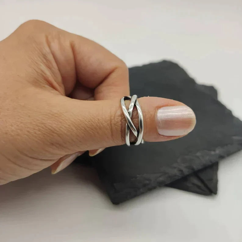 Bague ajustable en argent massif