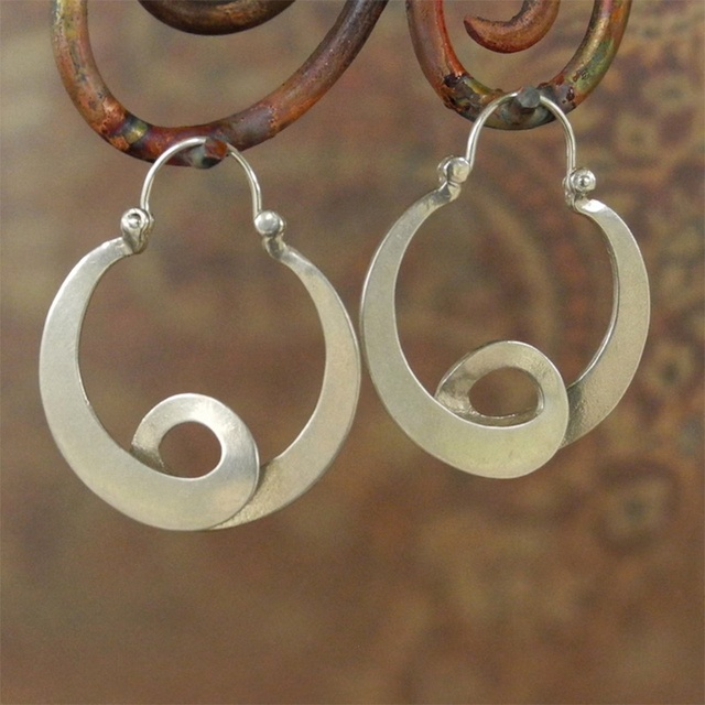 Boucles d'oreilles vintage simples en argent