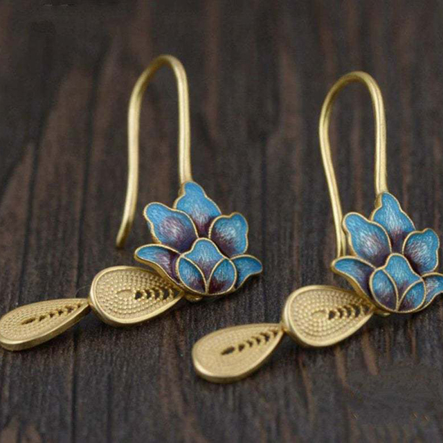 Boucles d'oreilles Blue Lotus Boho en or