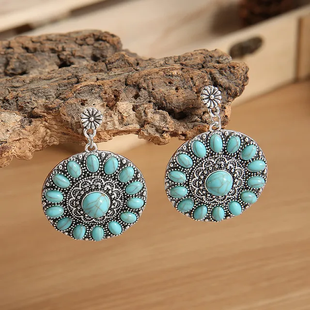 Boucles d'oreilles vintage mandala turquoise