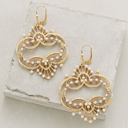Boucles d'oreilles vintage mandala doré et perles