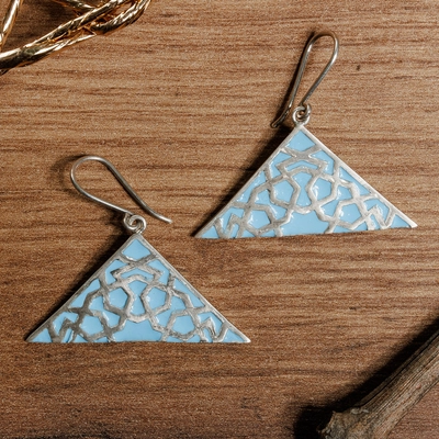 Boucles d'oreilles vintage triangle bleu