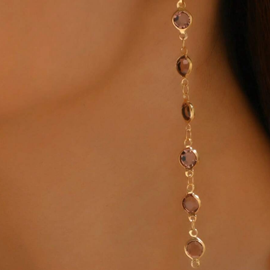 Boucles d'oreilles vintage pendantes en zircone et or