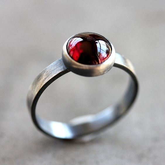 Vintage Red Inlaid Bright Stone Ring-Lydieannejewelry