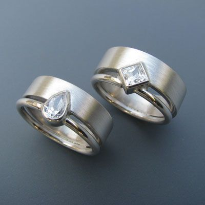 Ensemble de bagues vintage en argent et zircone