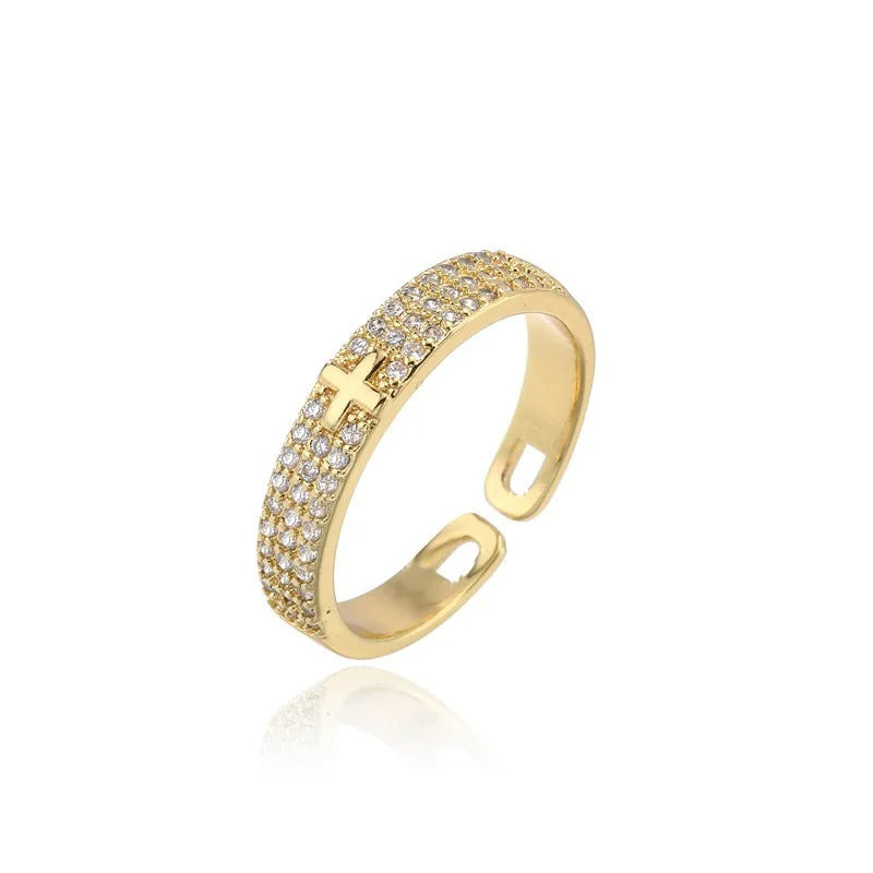 Bague ajustable Gold Sparkling Faith - Lydieannejewelry