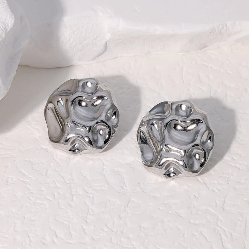 Boucles d'oreilles abstraites en argent à texture ondulée - Lydieannejewelry