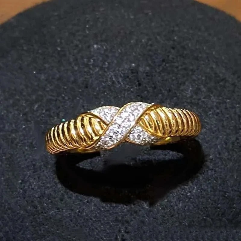 Bague ajustable rétro en or et argent Infinity Twist - Lydieannejewelry