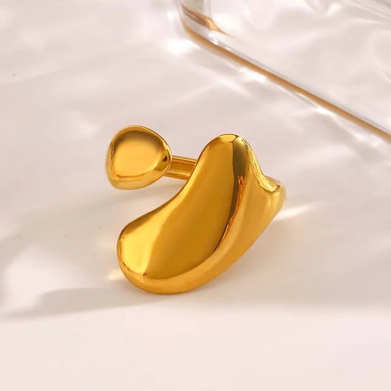 Bague ajustable en or à la forme abstraite unique - Lydieannejewelry