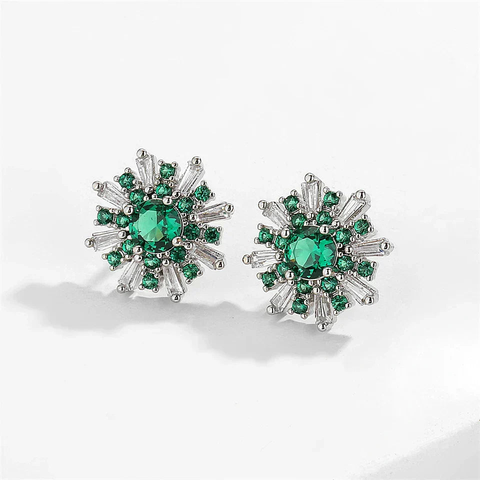 Boucles d'oreilles fantaisie argentées vert éclatant - Lydieannejewelry