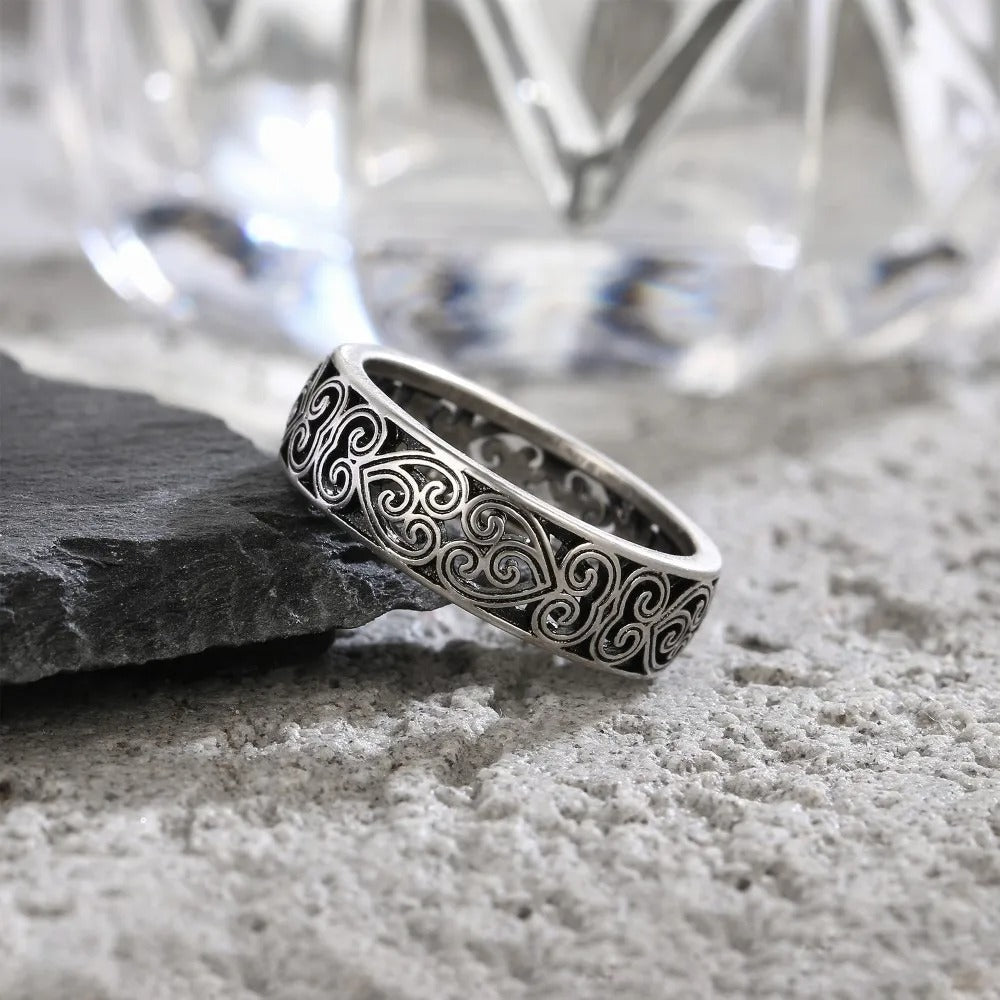 Bague bandeau en argent gravé - Lydieannejewelry