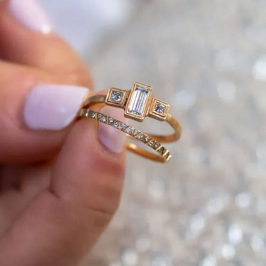 Ensemble de bagues vintage en zircone rose