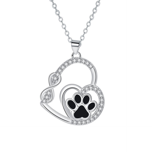 Collier pendentif double empreinte de patte « Infinite Love »