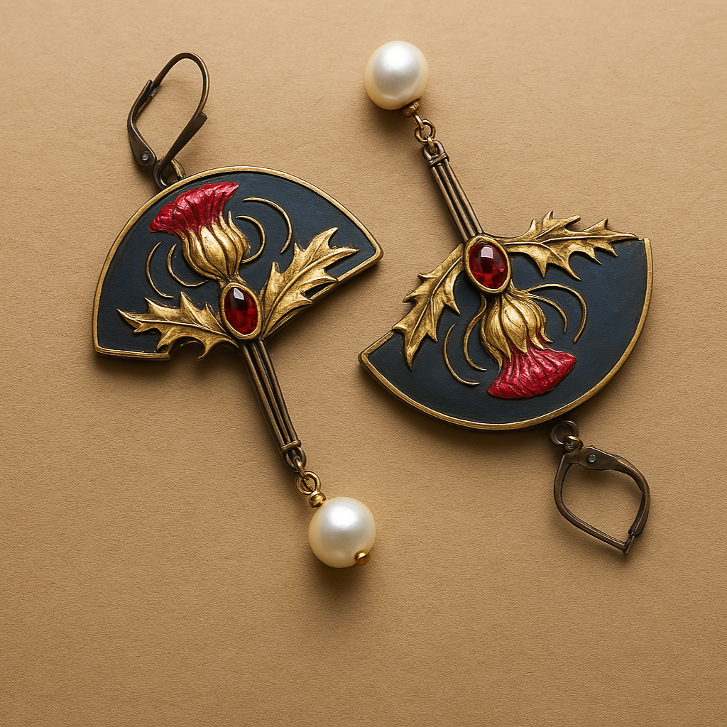 Boucles d'oreilles bohèmes avec perles et cristal rouge