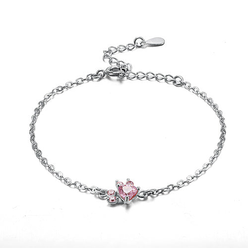 Ensemble de bijoux en or rose avec motif patte – 4 pièces avec cœur en zircone (bague, collier, boucles d'oreilles, bracelet)