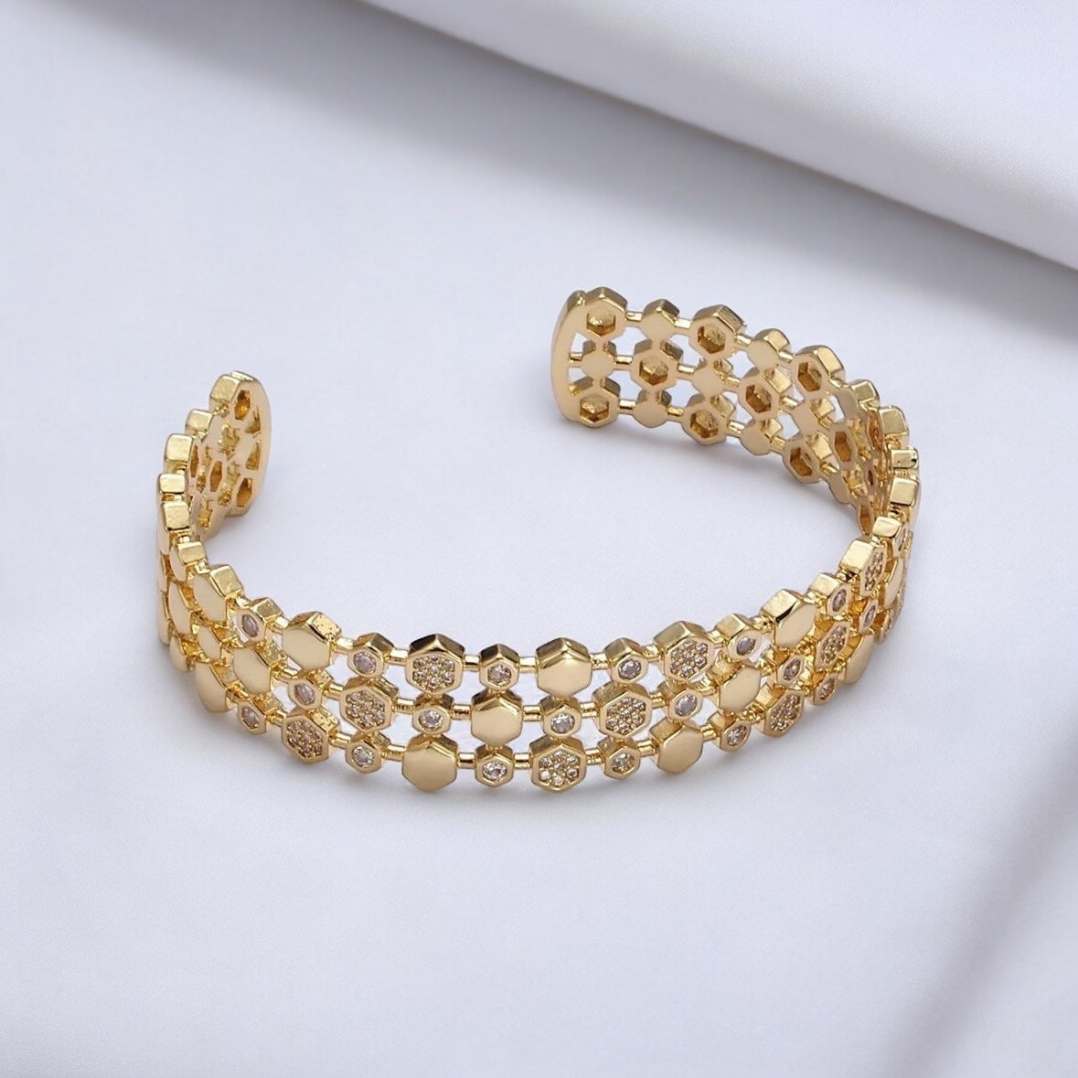 Bracelet manchette hexagonal Gavriella - Lydieannejewelry