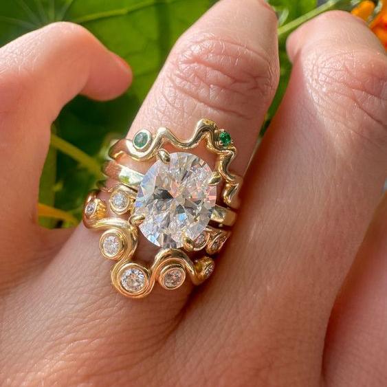 Ensemble de bagues cocktail vintage en zircone