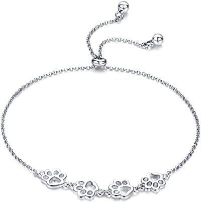 Bracelet en argent sterling avec empreintes de pattes – Taille ajustable