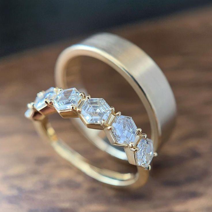 Ensemble de bagues vintage en or pour couple - Lydieannejewelry