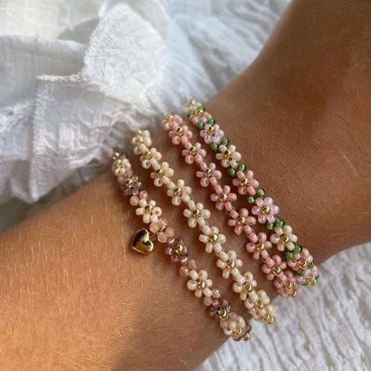 Pack bracelets vintage Daisy Heart en or