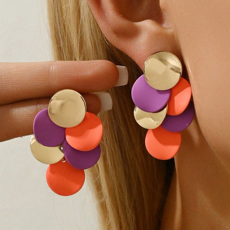 Boucles d'oreilles vintage violettes et orange