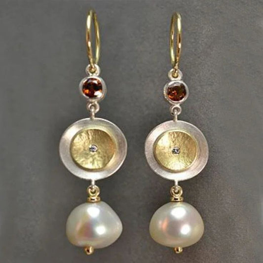 Boucles d'oreilles vintage exquises rondes en perles blanches
