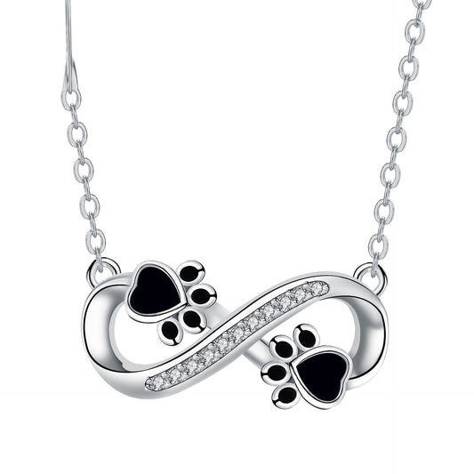 Collier Infinity Paw Print avec zircone