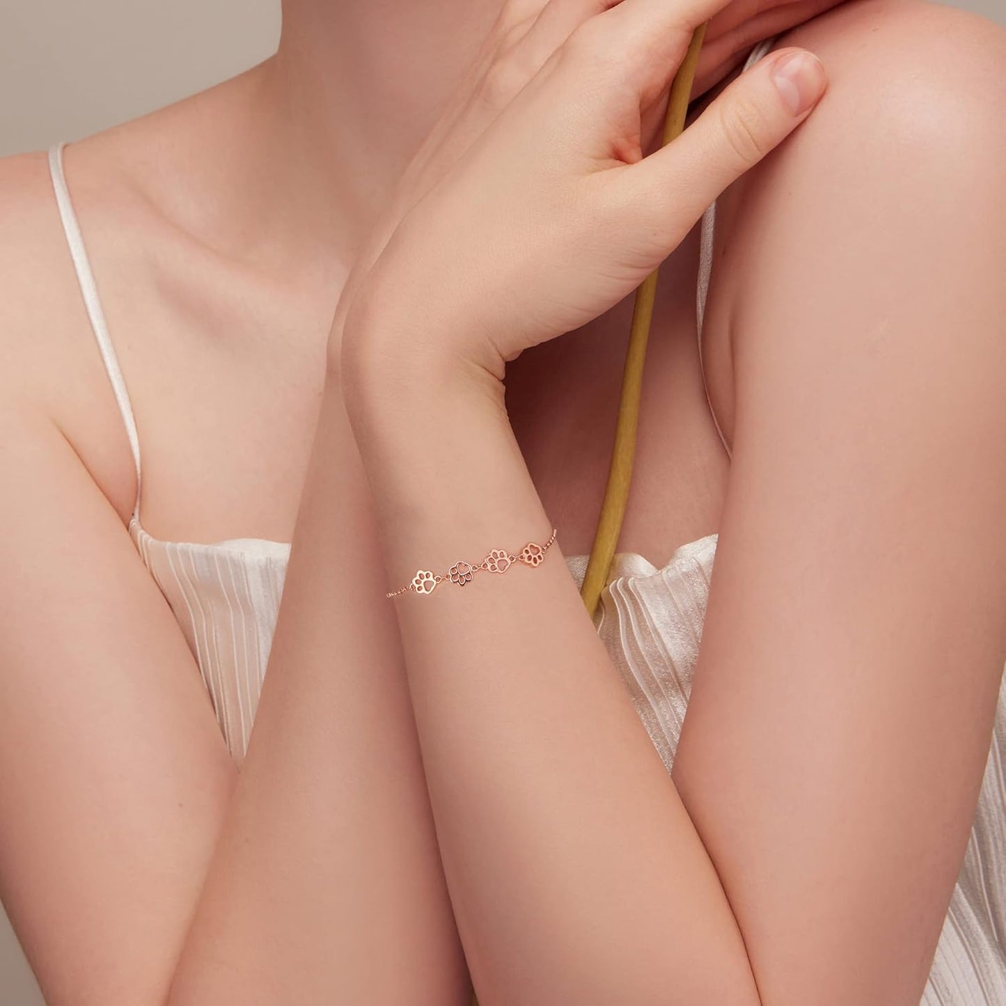 Bracelet en argent sterling avec empreintes de pattes – Taille ajustable