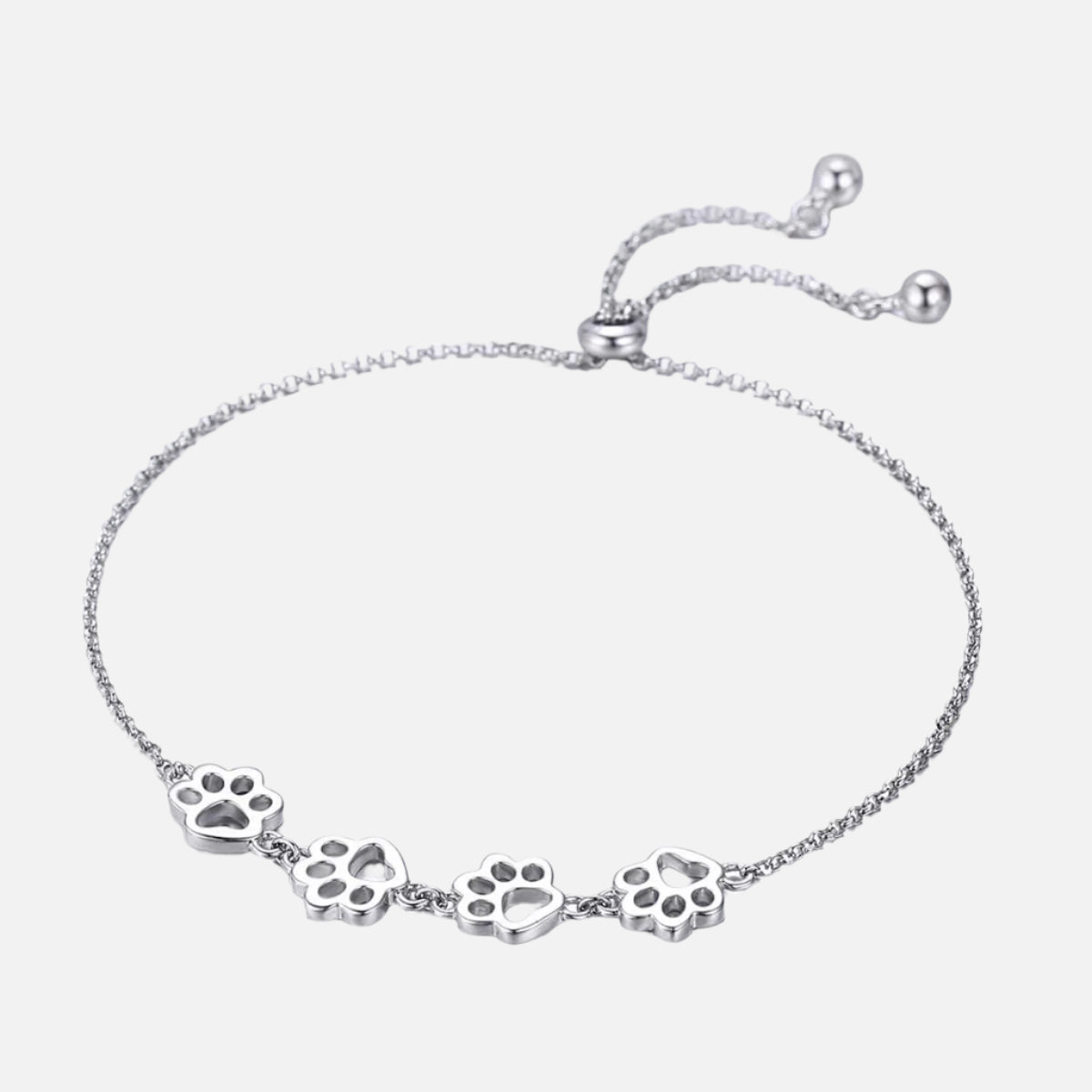 Bracelet en argent sterling avec empreintes de pattes – Taille ajustable