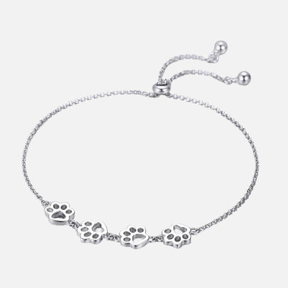 Bracelet en argent sterling avec empreintes de pattes – Taille ajustable