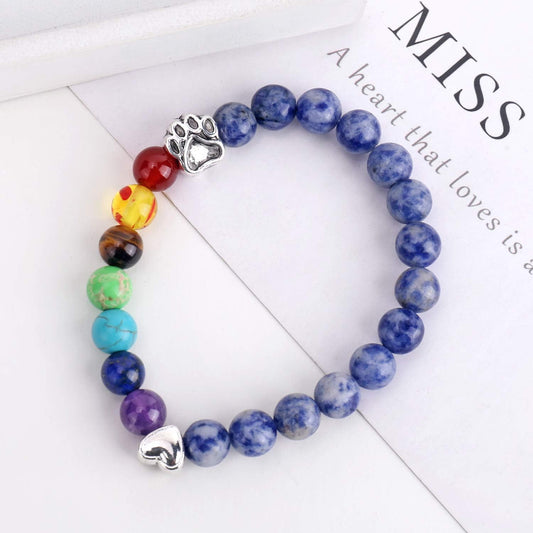 Bracelet commémoratif Rainbow Bridge – Cadeau avec 7 perles chakra pour la perte d'un animal de compagnie