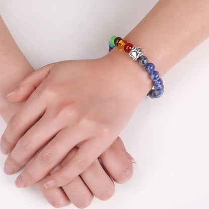 Bracelet commémoratif Rainbow Bridge – Cadeau avec 7 perles chakra pour la perte d'un animal de compagnie
