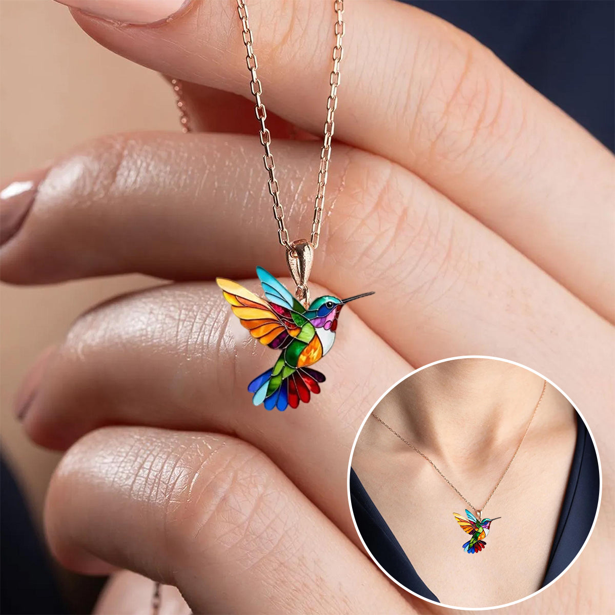 Magnifique collier colibri avec boucles d'oreilles en bonus – Offre à durée limitée