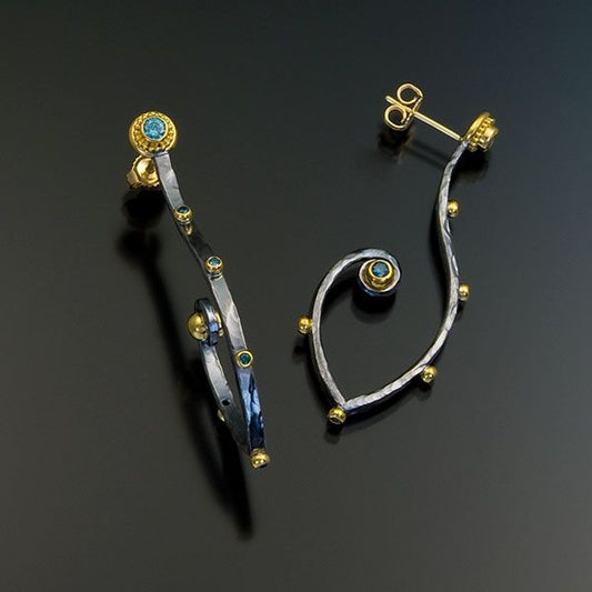 Boucles d'oreilles vintage irrégulières bleues