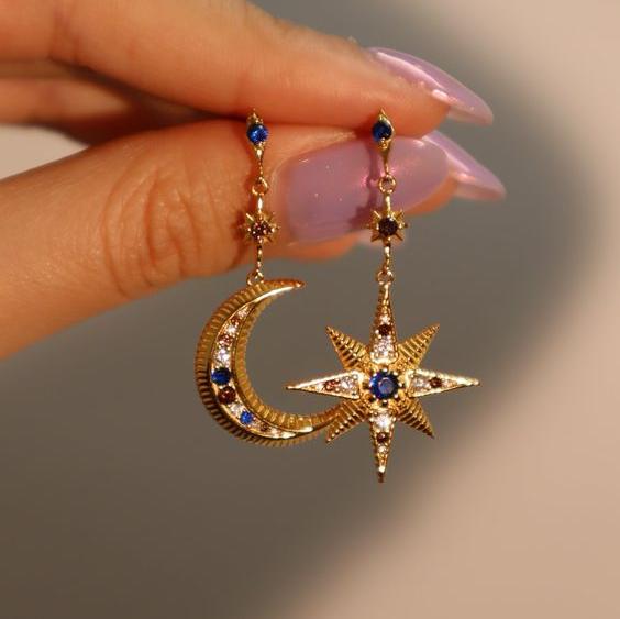 Boucles d'oreilles vintage Moon Star Bright
