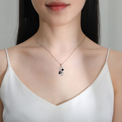 Collier symbole infini cœurs empreinte de patte